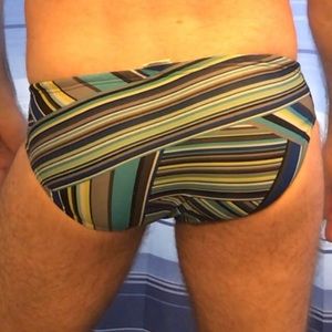 Men’s Striped Speedo Swim Suit Trunks Bikini 34